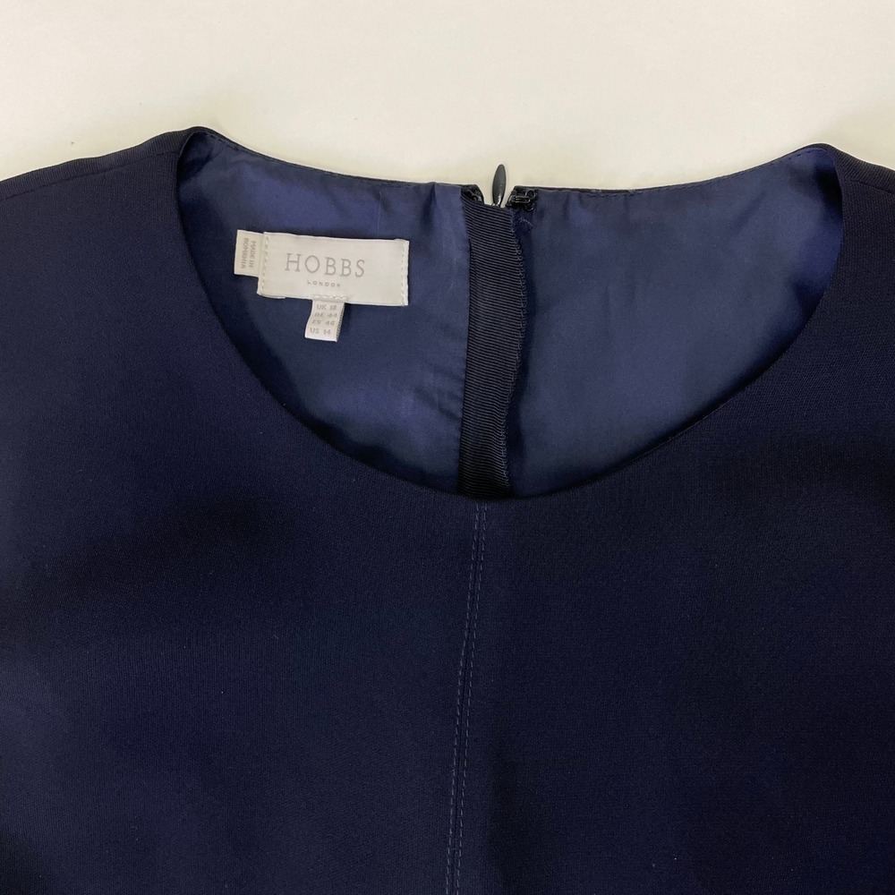 Hobbs London Navy Blue Fit and Flare A-Line Cap Sleeve Dress Size US 14 Office - Picture 6 of 15